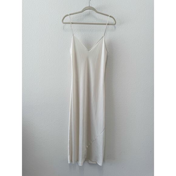 Aritzia Wilfred Slip Midi Dress Cream Champagne Satin Satin Size Medium - Picture 3 of 7